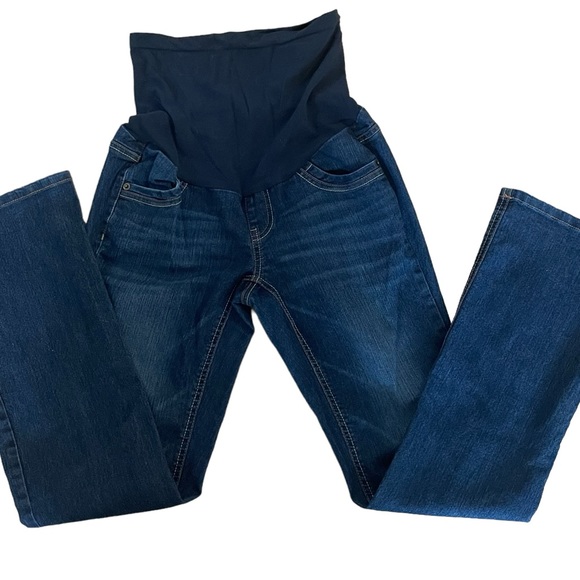 Oh Baby by Motherhood Maternity Jeans Womens S Blue Straight Leg Pockets Stretch - Picture 3 of 6